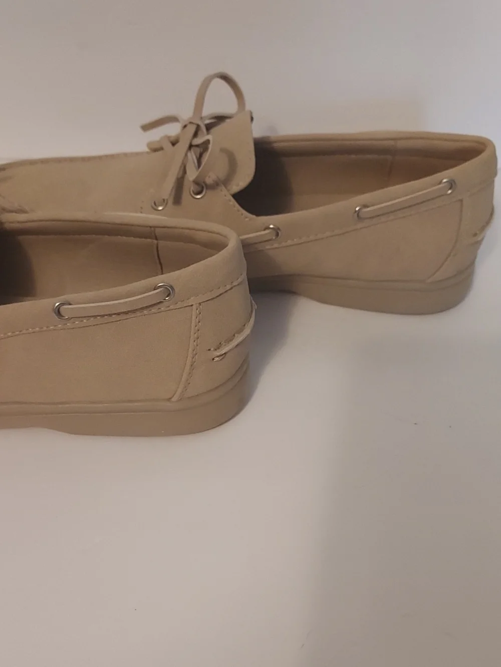 JustFab Faux Suede Boat Shoe Beige Tan Cream Size 7